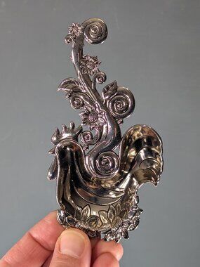 Small Metal Farmhouse Rooster Chicken Spoon Double Sided Decor w/ Sunflowers